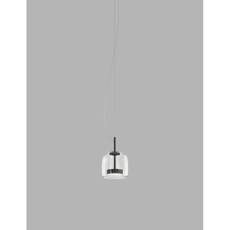 Jube 1 - Light LED Pendant, 85" H x 7" W x 7" D, Crystal Transparent, Matte Black