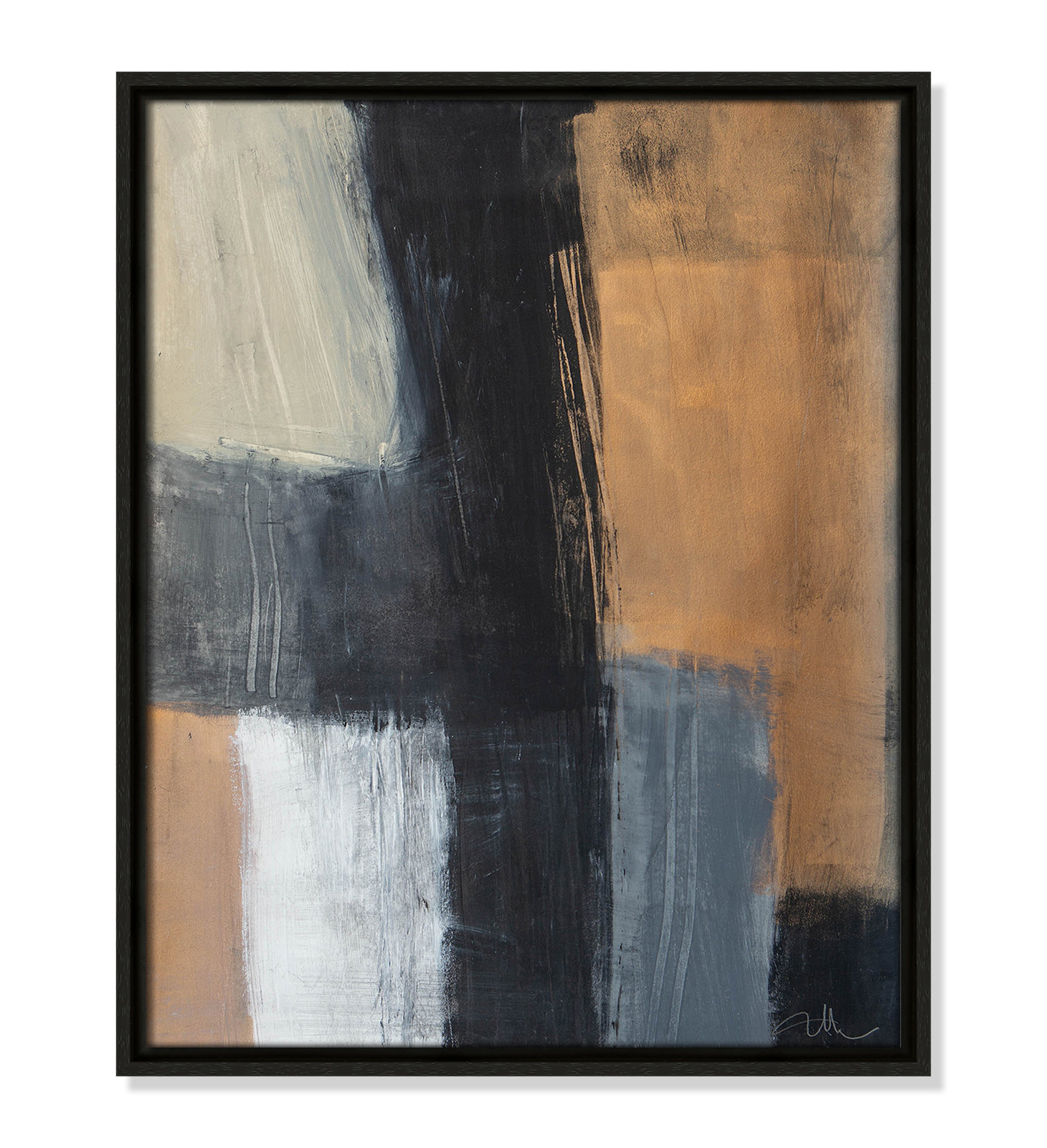 Calderon "Metallic Slate II" Print, 21.5" H x 17.5" W x 2" D, Espresso Floater Framed, No Mat