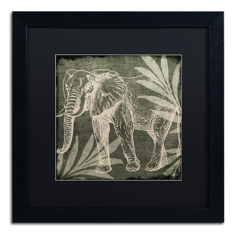 «Elephant 1» par Jadaya, impression encadrée, H 16 po x l 16 po x P 0,5 po, Noir