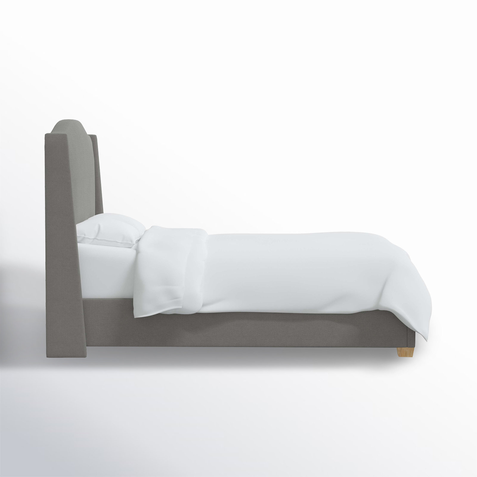 Allis Wingback Platform Bed, Queen, Classic Grey Linen