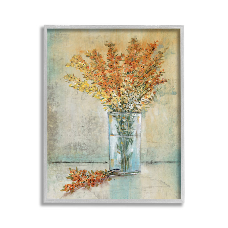 Vase orange, Estampe numérique Farmhouse, H 14 po x l 11 po