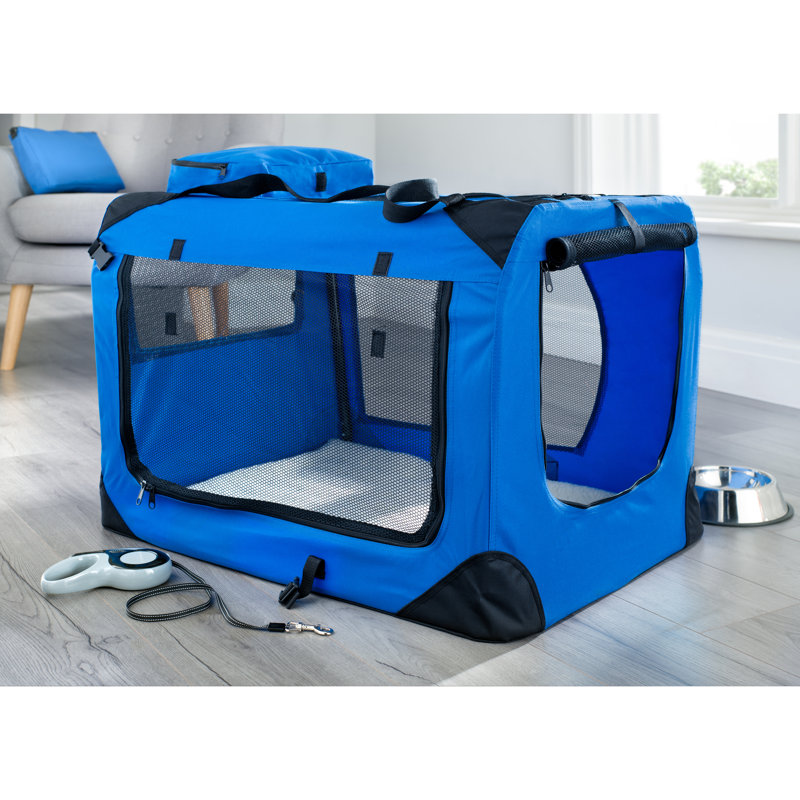 Chorley Collapsible Soft-Sided Crate with 1 Door, Medium (42 cm H x 42 cm W x  60 cm L), Blue
