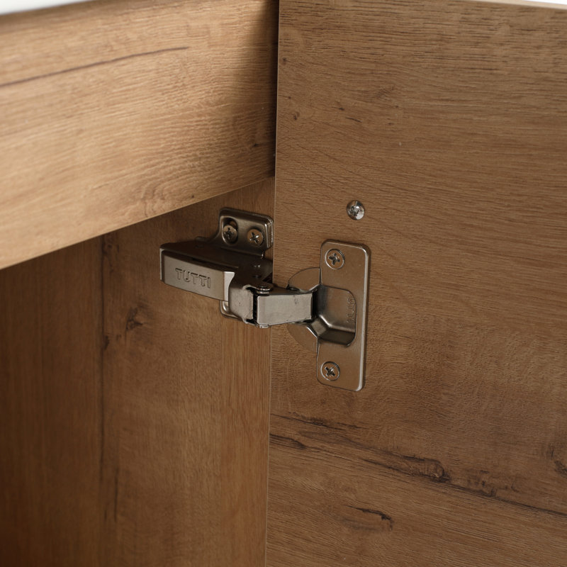 Meuble-lavabo flottant mural avec lavabo en céramique et porte d'armoire à fermeture en douceur, pour petite salle de bain