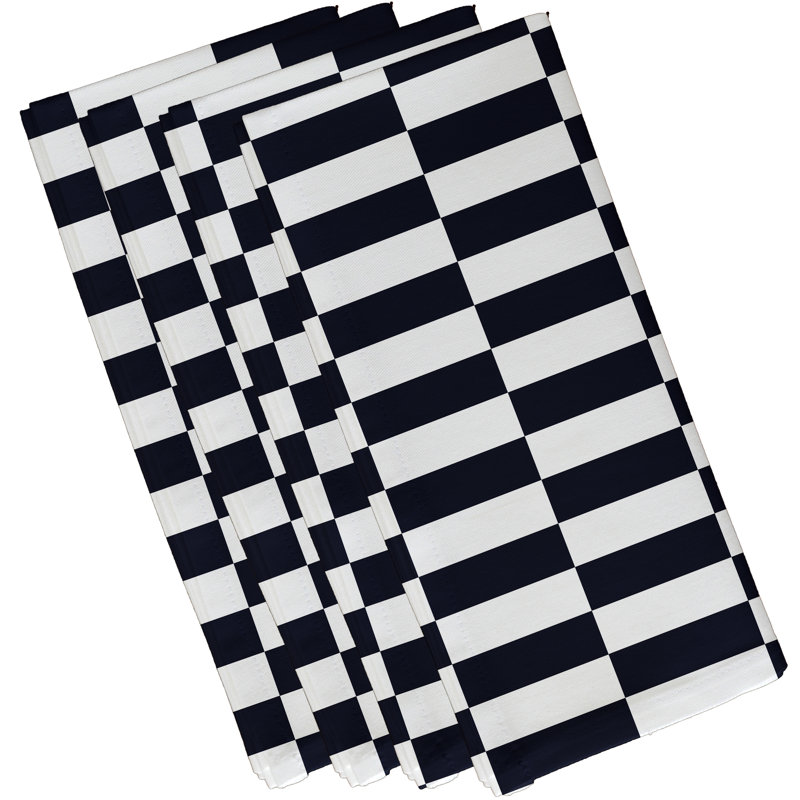 Buffington Polyester Geometric Square Napkin, 18" W x 18" L, Navy Blue
