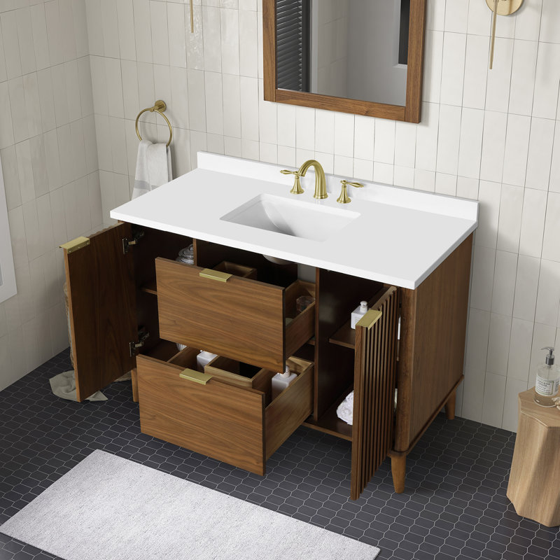 Meuble-lavabo simple avec plateau 47,99 Leileen, Brun, Or brossé