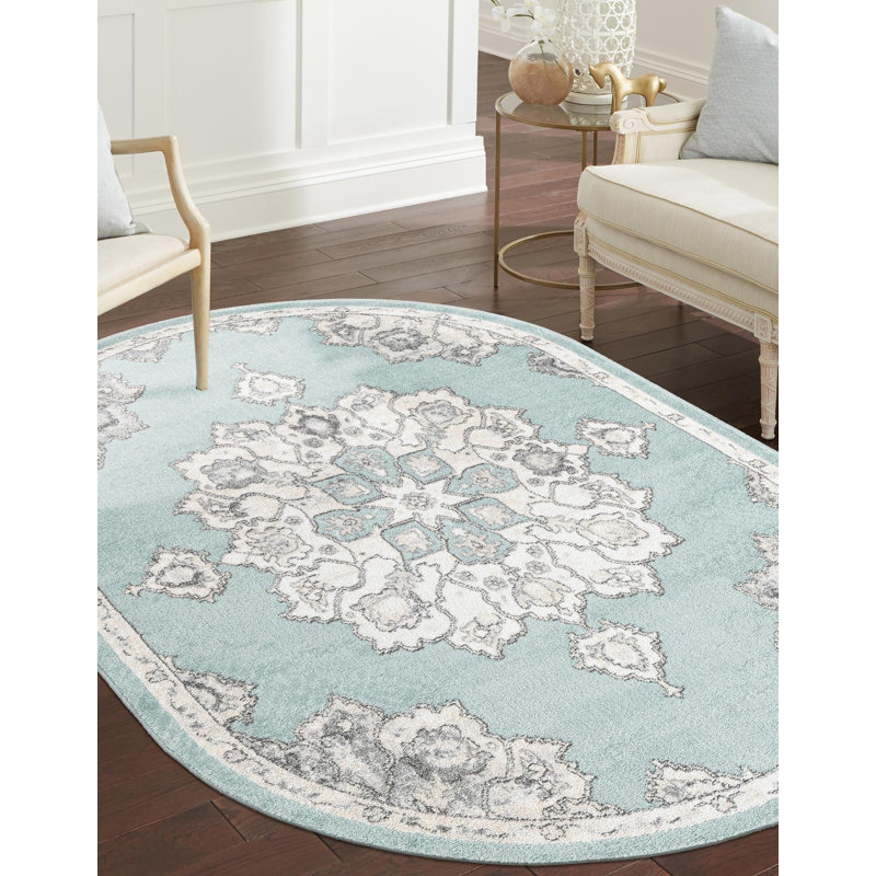 Tapis oriental oriental turquoise, Ovale 4 pi x 6 pi