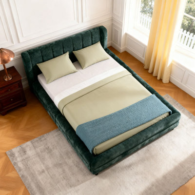 Structure de lit tapissier en chenille avec tissu épais avec tiroir de rangement