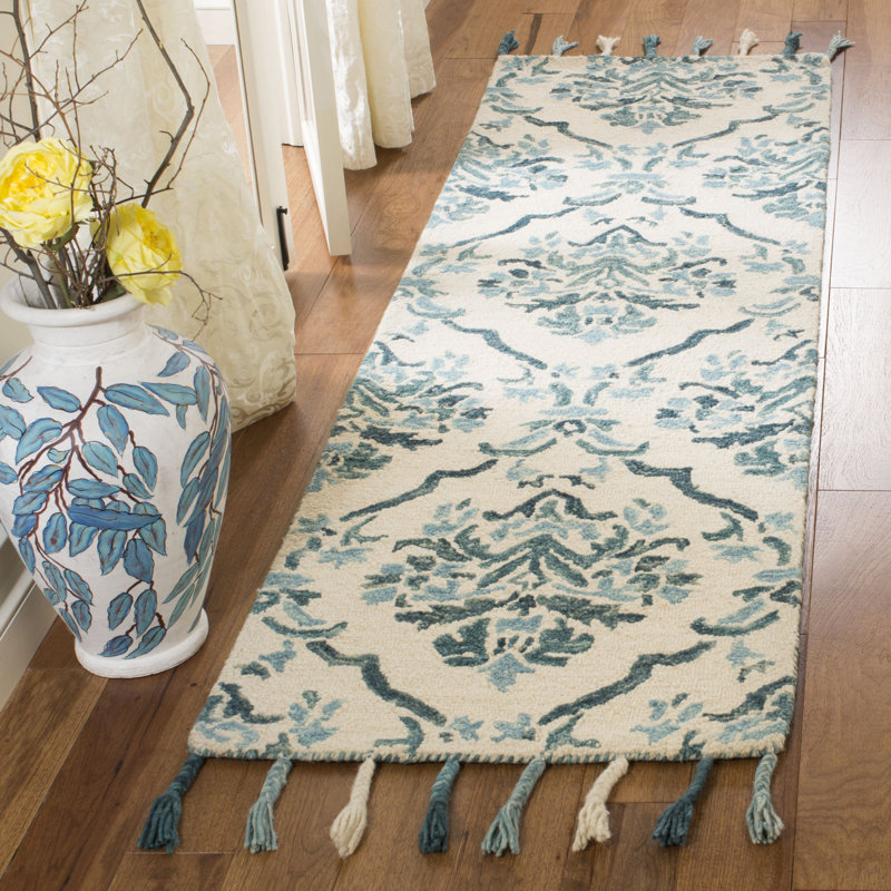 Tapis géométrique en laine crocheté à la main Guzi, Tapis de couloir 2 pi 3 po x 8 pi
