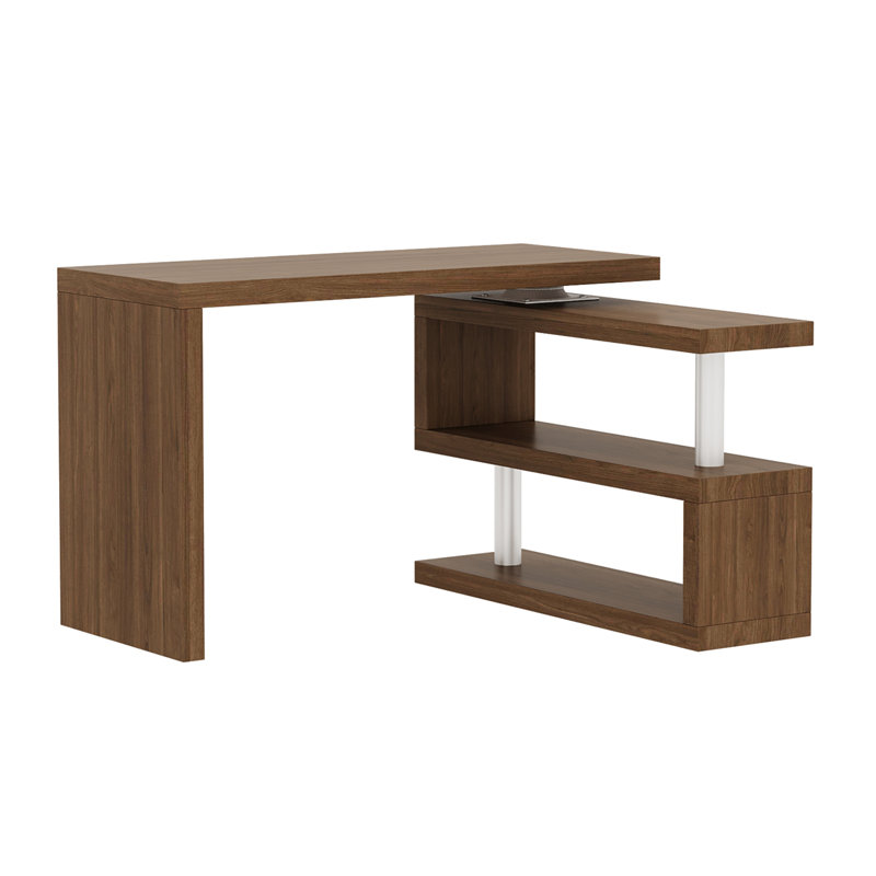 Bureau moderne à plateau pivotant de L 47 po, Noyer