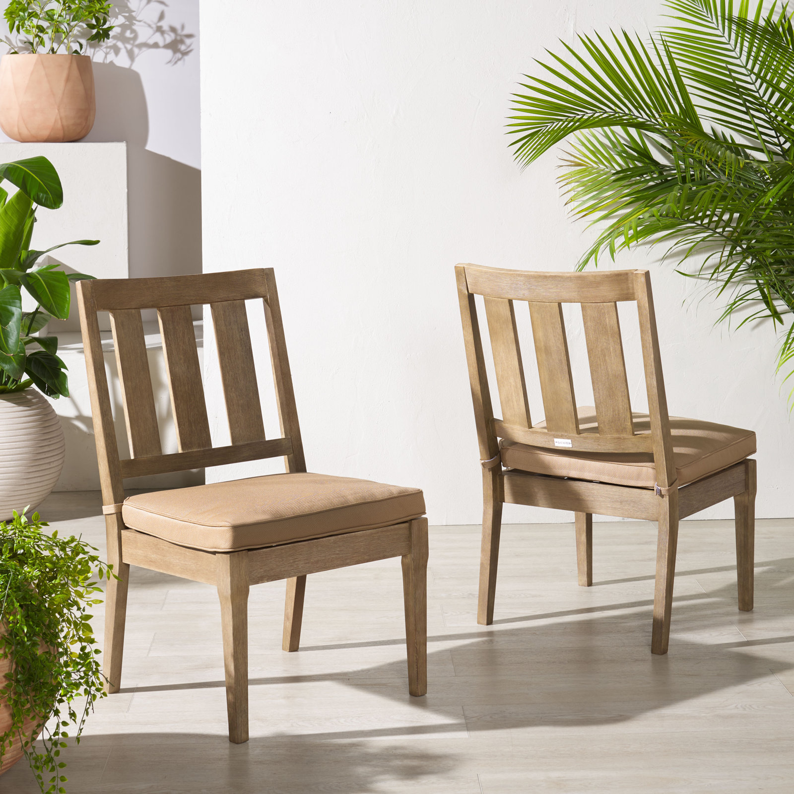 Samya Eucalyptus Patio Side Chair, Brown