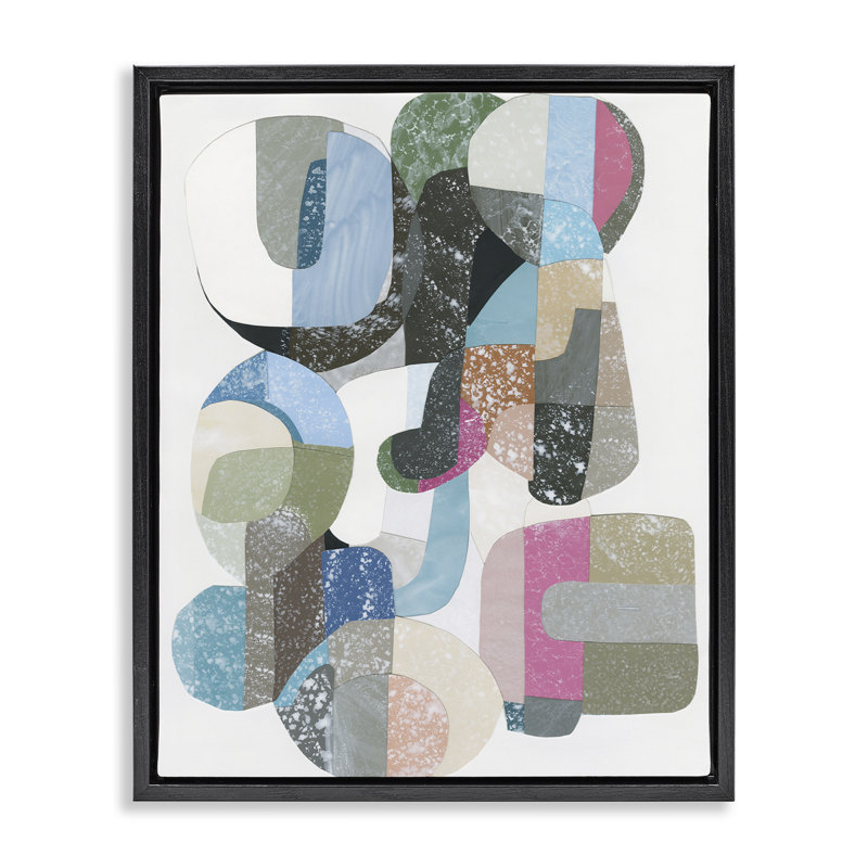 Cadre flottant aux formes pastel entrelacées, design par Coco Good, H 21 po x l 17 po, Cadre flottant noir de jais