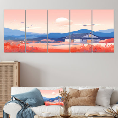 «Country House Blue Mountains Autumn», ensemble d'art mural 5 pièces