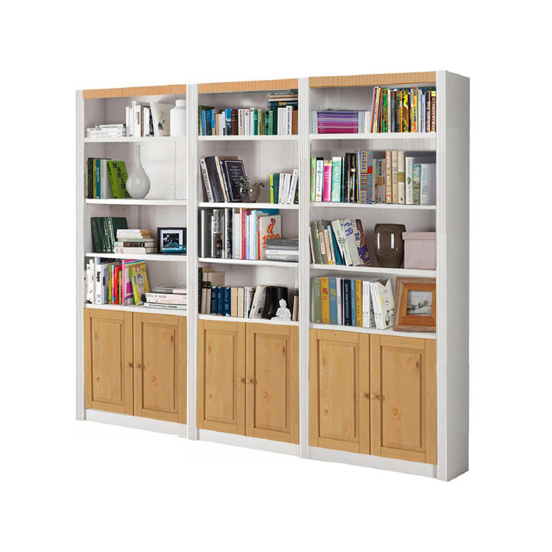 Elona 213 cm H x 245 cm W Solid Wood Library Bookcase, Premium, Havana Brown