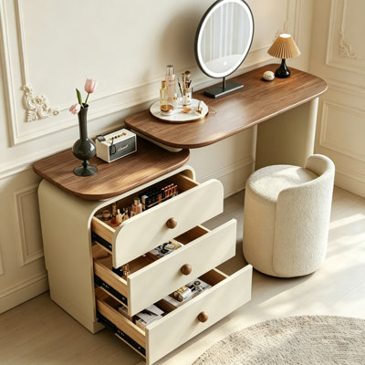 Modern Makeup Vanity with LED Mirror,Drawers and adjustable Lighted