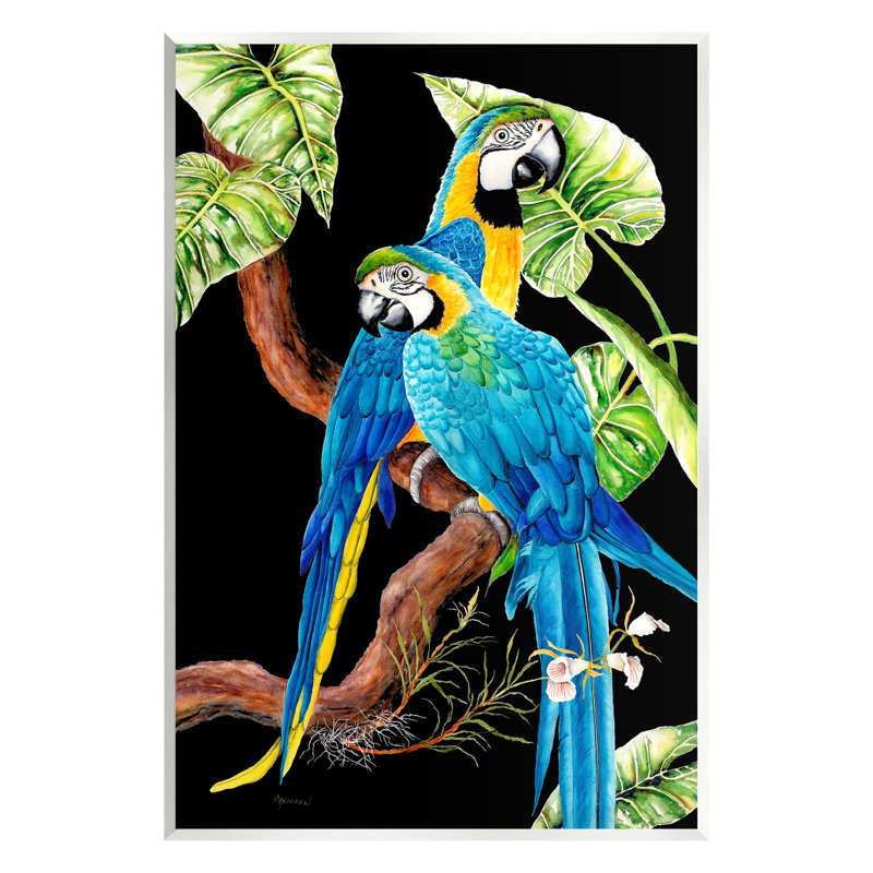 Colorful Parrots on Branch MDF Wood Wall Art Plaque