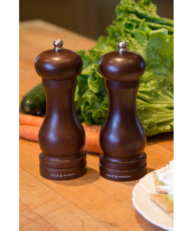 12.5-inch Dark Brown Beech Wood Pepper Mill with Metal Knob