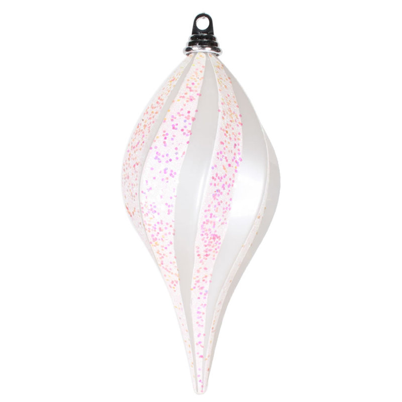 Ornement en forme de bonbon scintillant, H 12 po x l 6 po x P 6 po, Blanc