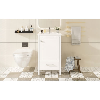 Meuble-lavabo moderne de 20 pouces avec lavabo en céramique