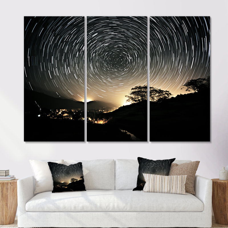 Voyage à travers les étoiles de la nuit - art mural géométrique, Toile tendue, H 28 po x l 36 po x P 1 po