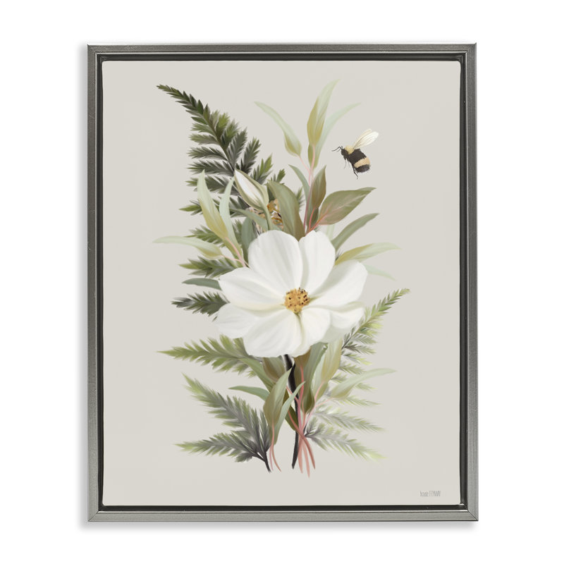 Cadre flottant Bumble Bee & Flower, design par House Fenway, Cadre flottant gris lustré, H 31 po x l 25 po