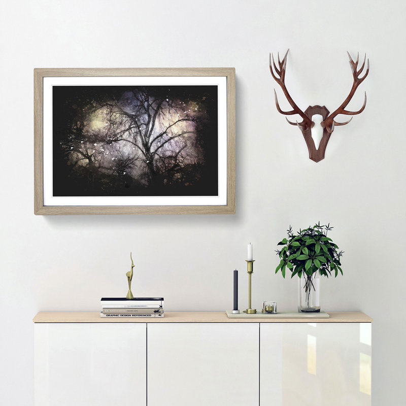Weeping Willow Tree - Picture Frame Graphic Art Print, Oak Framed, 62cm H x 87cm W x 2cm D
