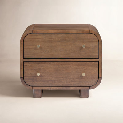 Oslo Wood Nightstand with Brass Handles