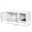 Enceinte et litière en bois pour chat, salle de bain cachée pour chat, avec table de bout, grattoir et portes magnétiques, blanc