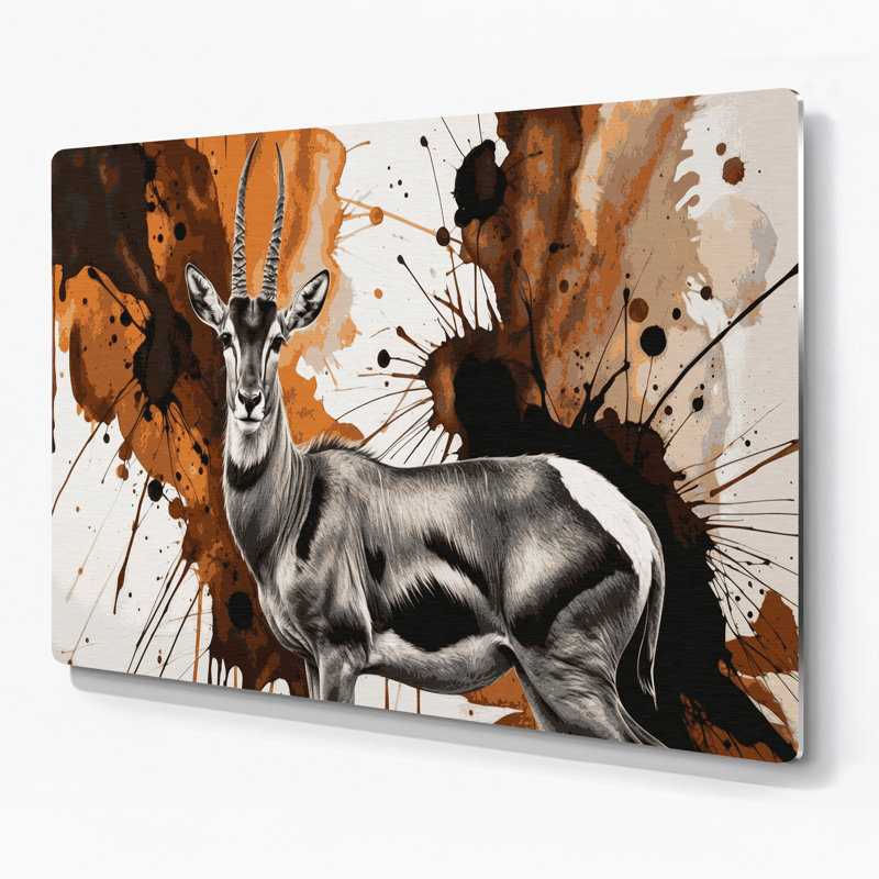 Faune, art mural noir en métal Impala, H 12 po x l 18 po