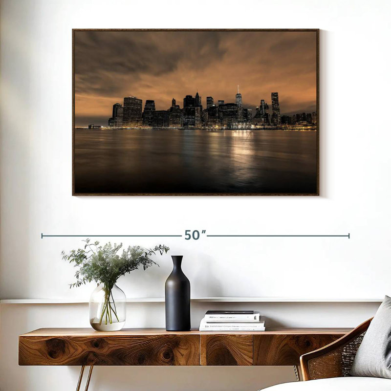 Ah New York, Cadre flottant noyer, 43 po x 29 po