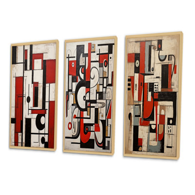 «Garden Of Urban Groove Abstract Geometrics X», 3 pièces sur toile