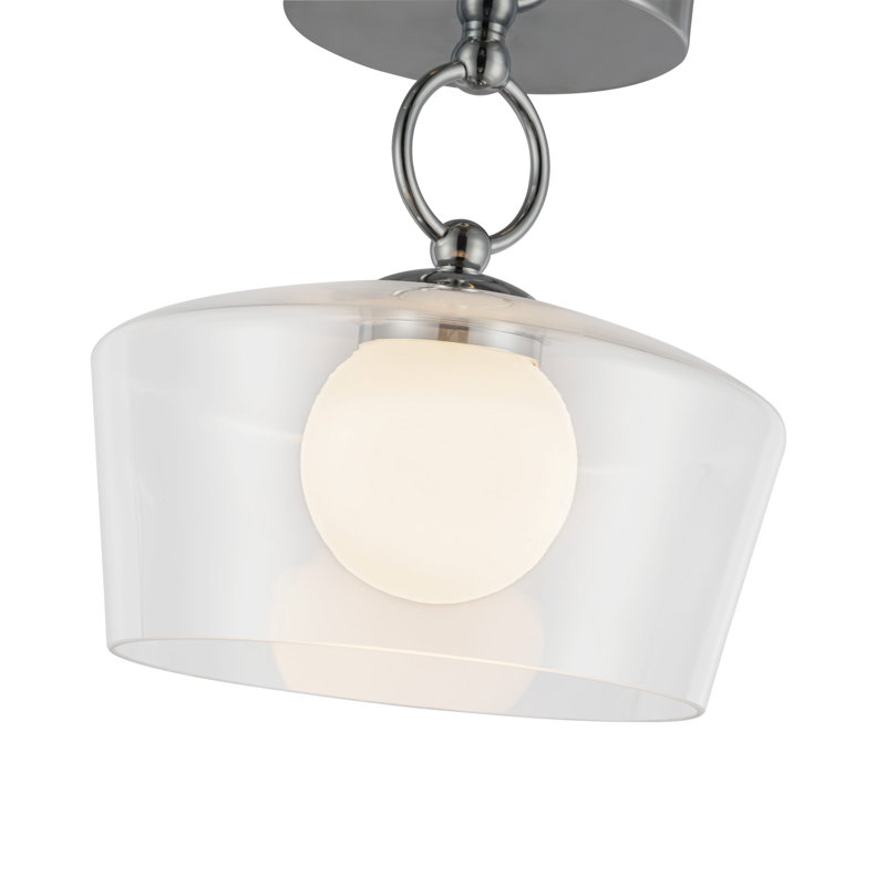 Leota Glass LED Semi Flush Mount, Silver