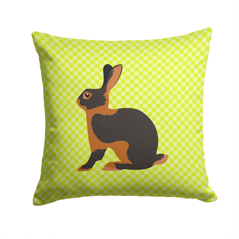 Coussin décoratif d’extérieur à chèque de lapin, 14 po x 14 po, Vert