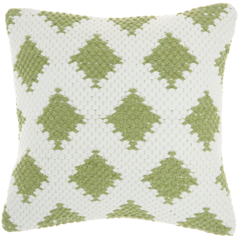 Sage Green and Ivory Woven Cotton Throw Pillow Set, 20" Square