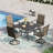 4-Person Square Patio Dining Set With Swivel PVC-coated polyester Chairs-1195394370
