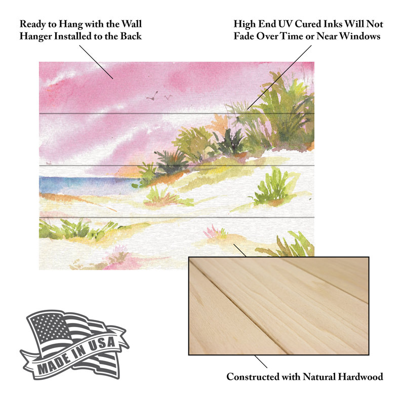 Sheila Golden Magenta Skies Wood Slat Art, H 12 po x l 16 po
