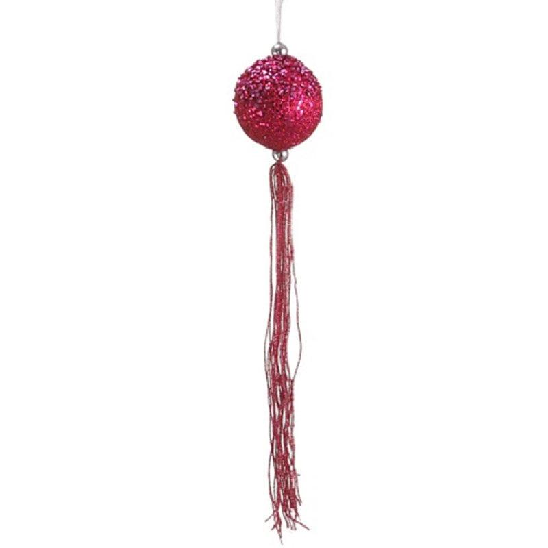Ornement boule de Noël avec pampilles scintillantes, Rose fuchsia