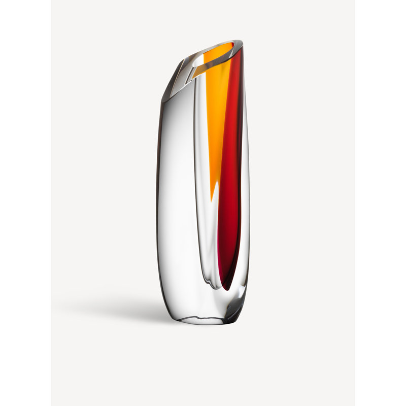 Saraband Handmade Crystal Table Vase, Red/Amber
