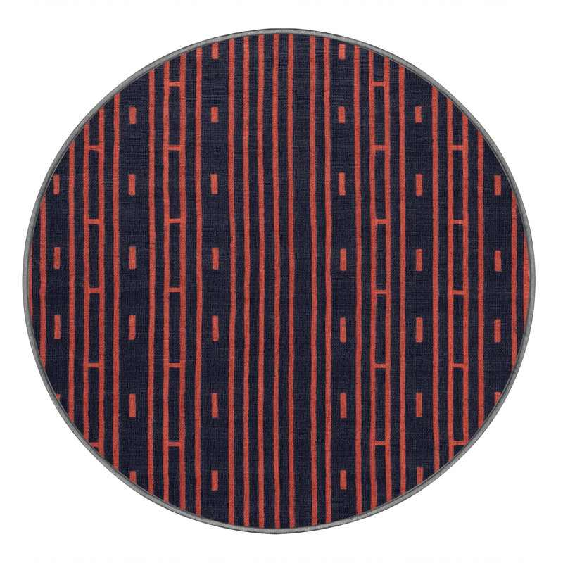 Machine Washable Trellis Purple Area Rug, Round 4'