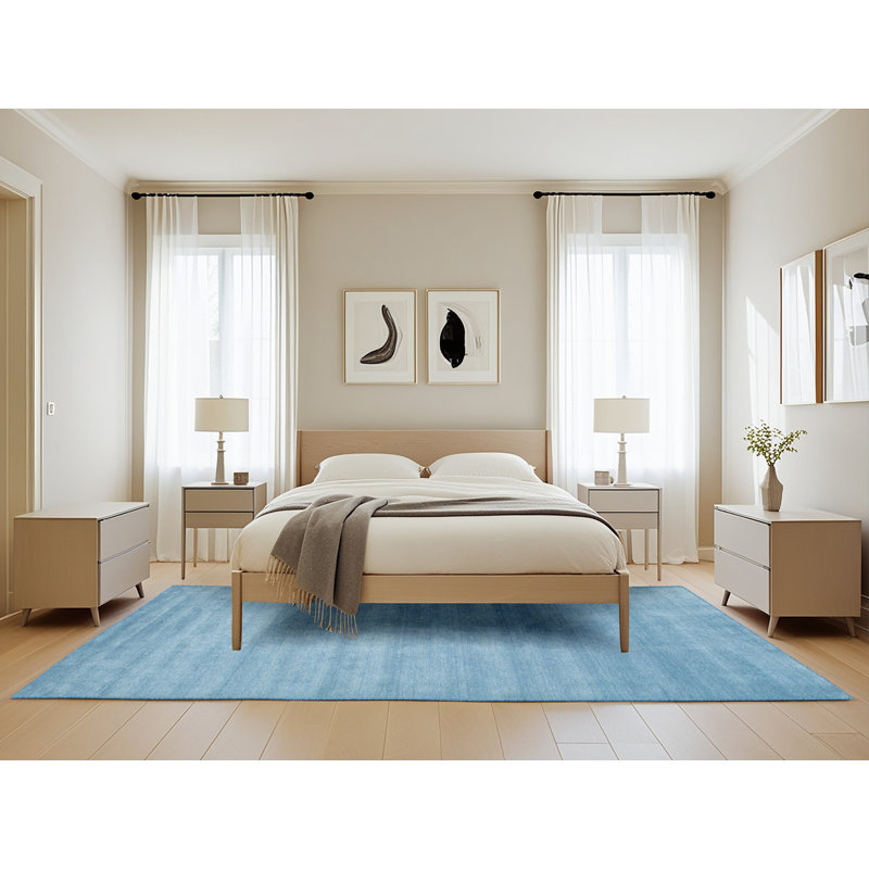 Tapis bleu ciel contemporain, Rectangle 5 pi x 8 pi