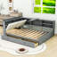 Lit plateforme double avec tête de lit, tablettes et tiroirs de rangement-1272677858