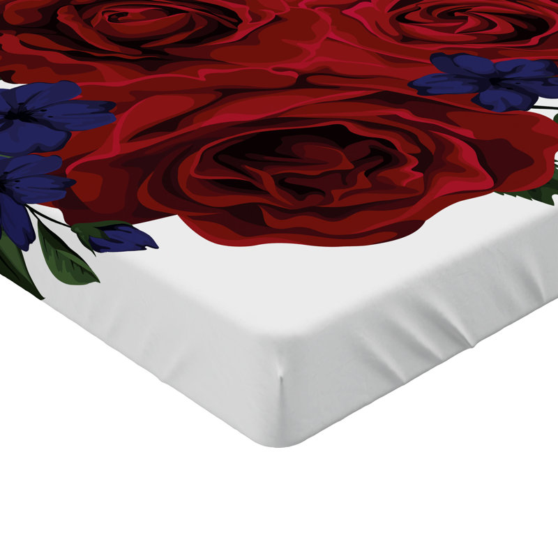 Drap-housse orange Ambesonne, Vert forêt / violet / bleu floral, Drap-housse pour lit simple TG