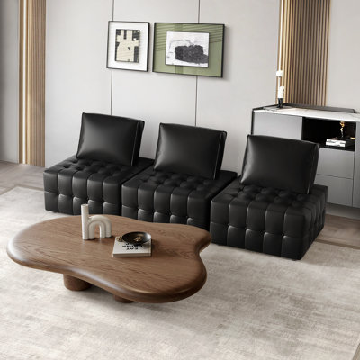 3-Piece PU Faux Leather Modular Chair Set