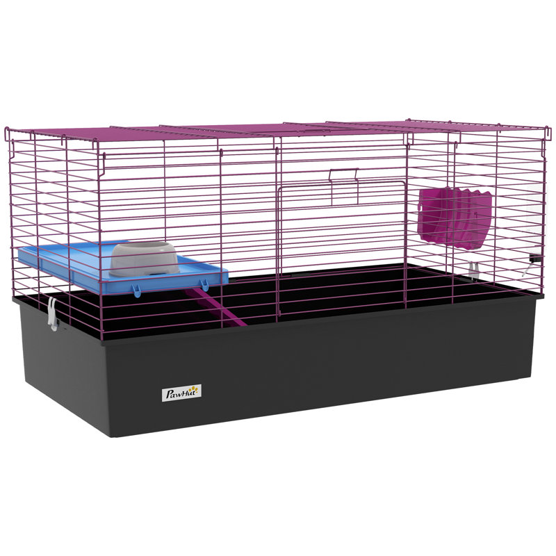 Guinea Pig Cage for Chinchillas Rabbit with Dish 99x52x53cm Black
