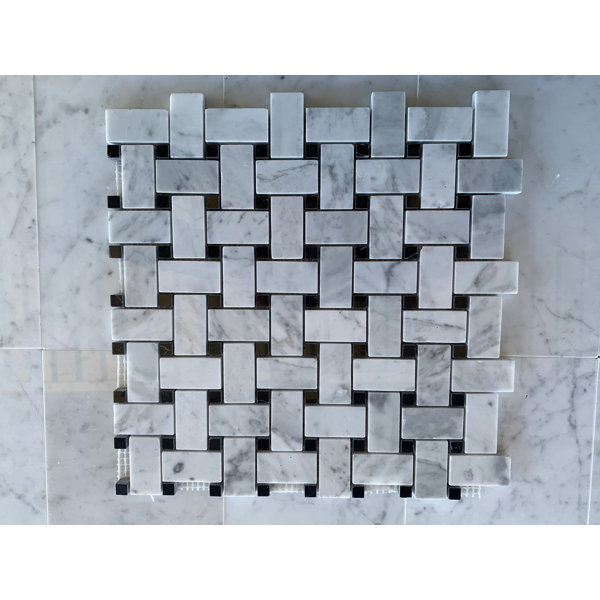 Carrara Basketweave Polished Mosaic Tile
