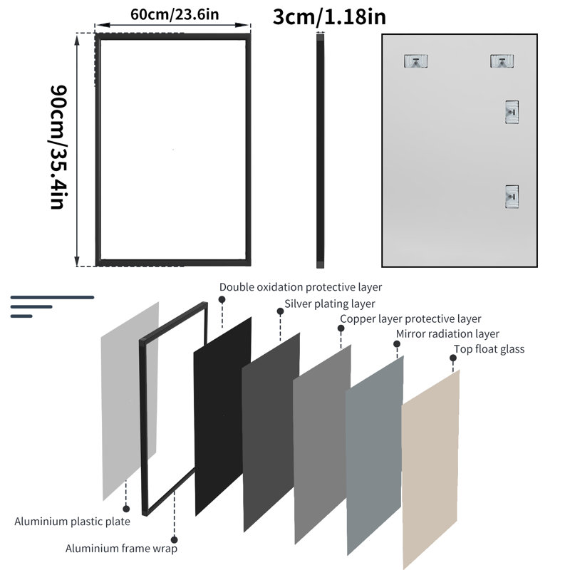 Consuela Metal Rectangle Mirror, 90 cm H x 60 cm W