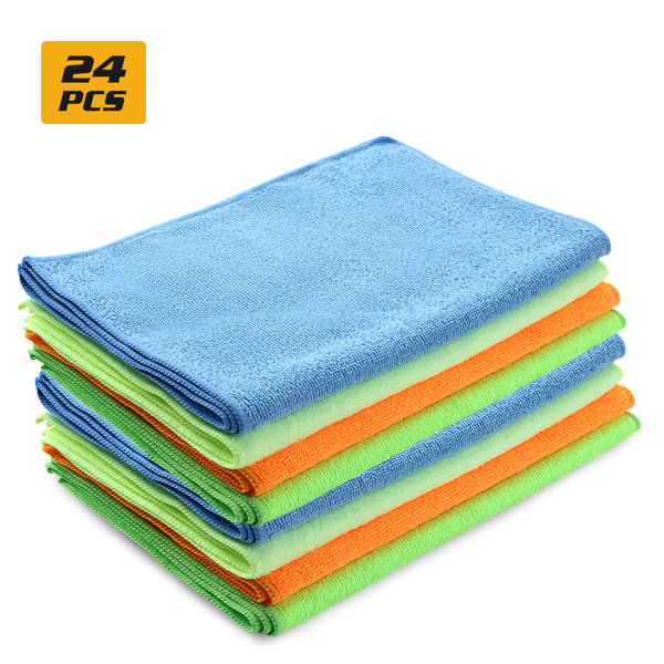 12"X16" Microfiber Cleaning Towels Pack Of 24 Multi-Surface Scratch-Free Cloths For Car Home Kitchen​​ (Set of 24)