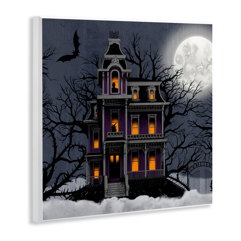 «Creepy Haunted Halloween House Under Moonlit Sky», impression numérique sur estampe numérique par Grace Popp