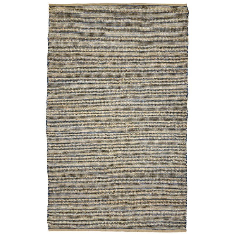 Tapis tissé à plat en jute bleu et beige 5 pi x 8 pi
