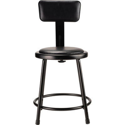 NPSHeavy Duty Vinyl Padded Steel Stool With Backrest, Black