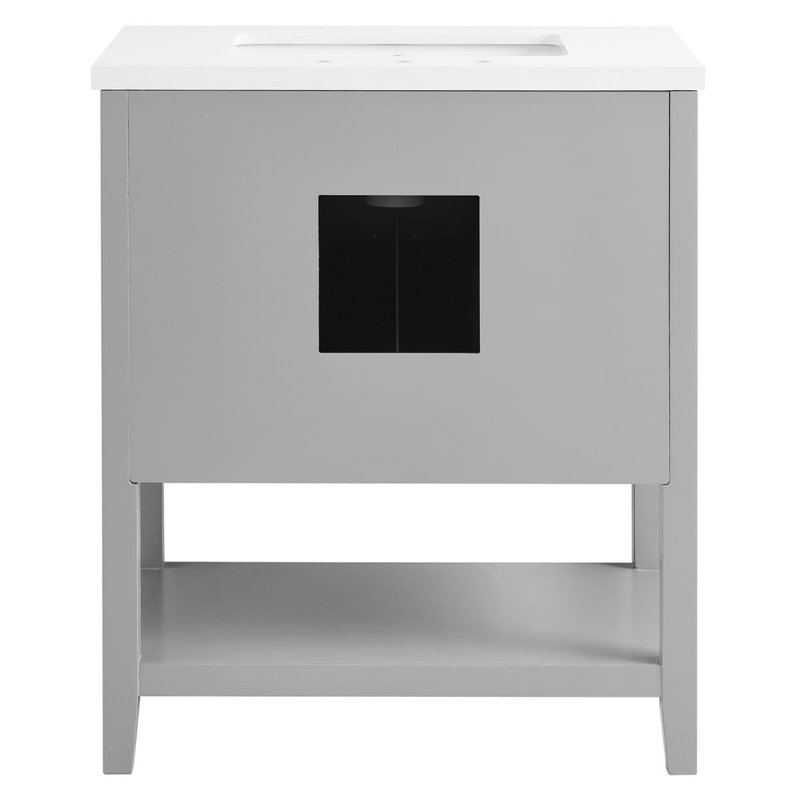Sheraton 30" Freestanding Standard Single Bathroom Vanity with Top, Gray, Brushed Nickel